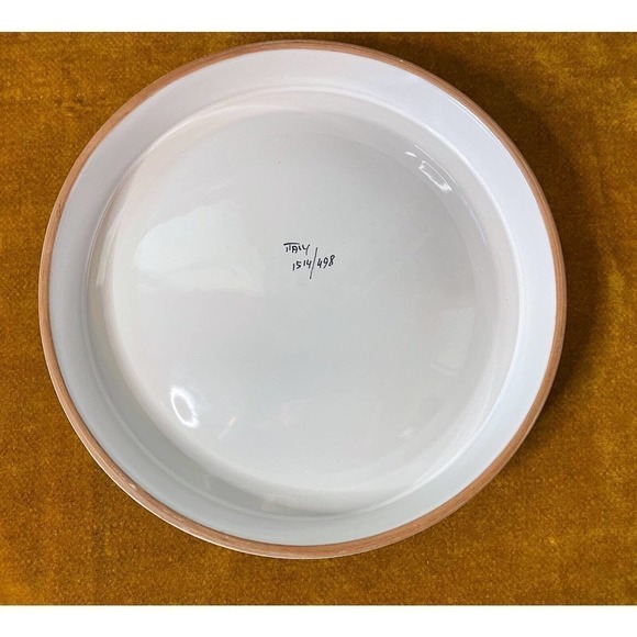 Mcm Ceramic Ashtray Large Hand-painted White Gold Pears Floral Italy Vintage - Picture 2 of 7